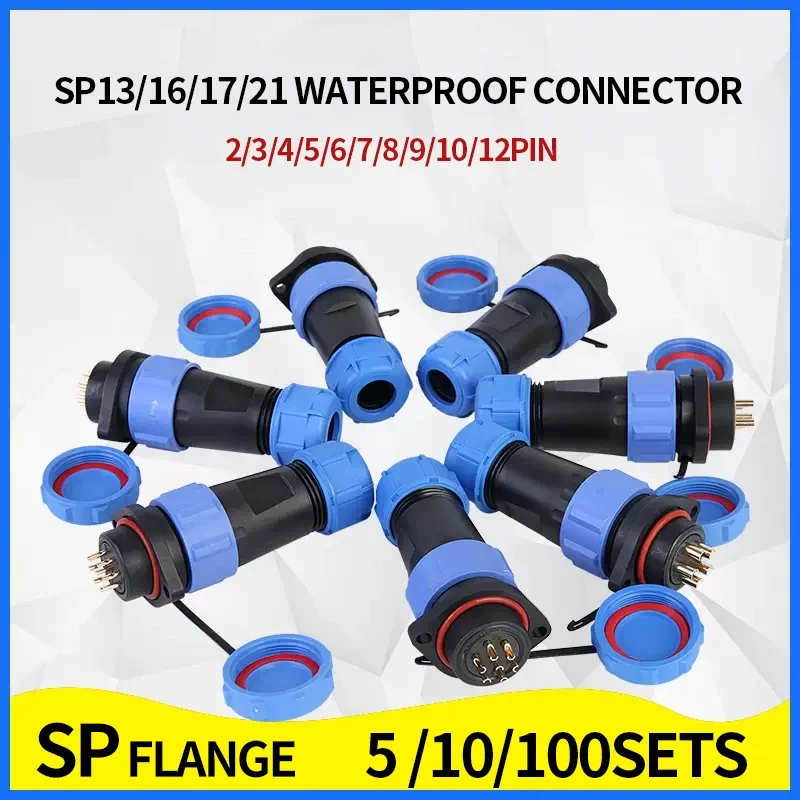 

IP68 aviation plug socket connector M/P flange SP/SD13/16/17/20/21 2/3/4/5PIN male female butt joint waterproof and dustproof