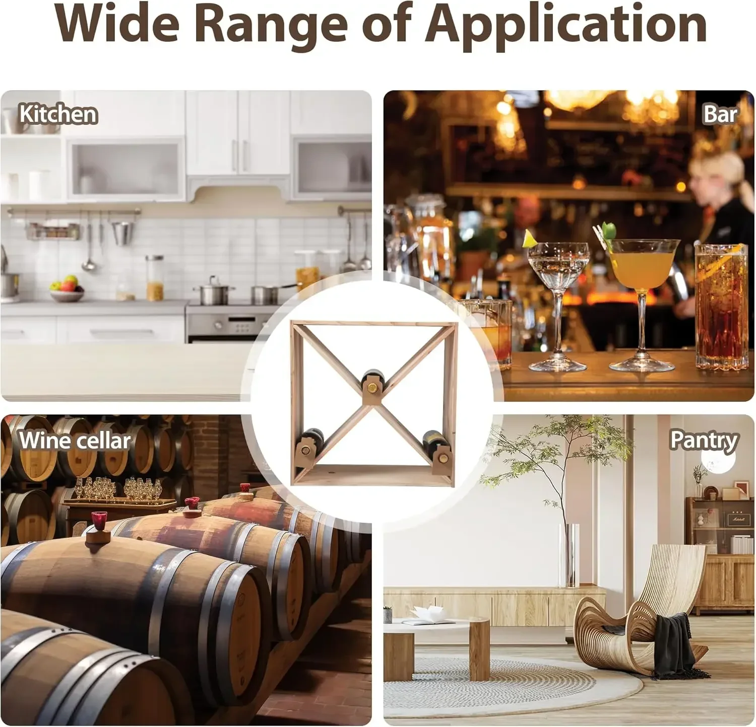 XMSJ.96 زجاجة النبيذ الرف كونترتوب النبيذ تخزين مكعب حامل النبيذ قائم بذاته الخشب تخزين الرف للمنزل المطبخ بار #6