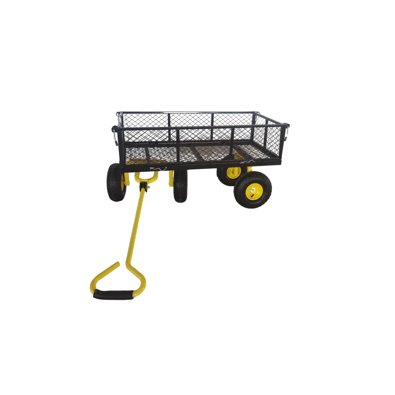 Yellow Garden Cart Folding Utility Wagon with Heavy Duty Garden Cart 500 pounds 900 pounds 1200 pounds capacity