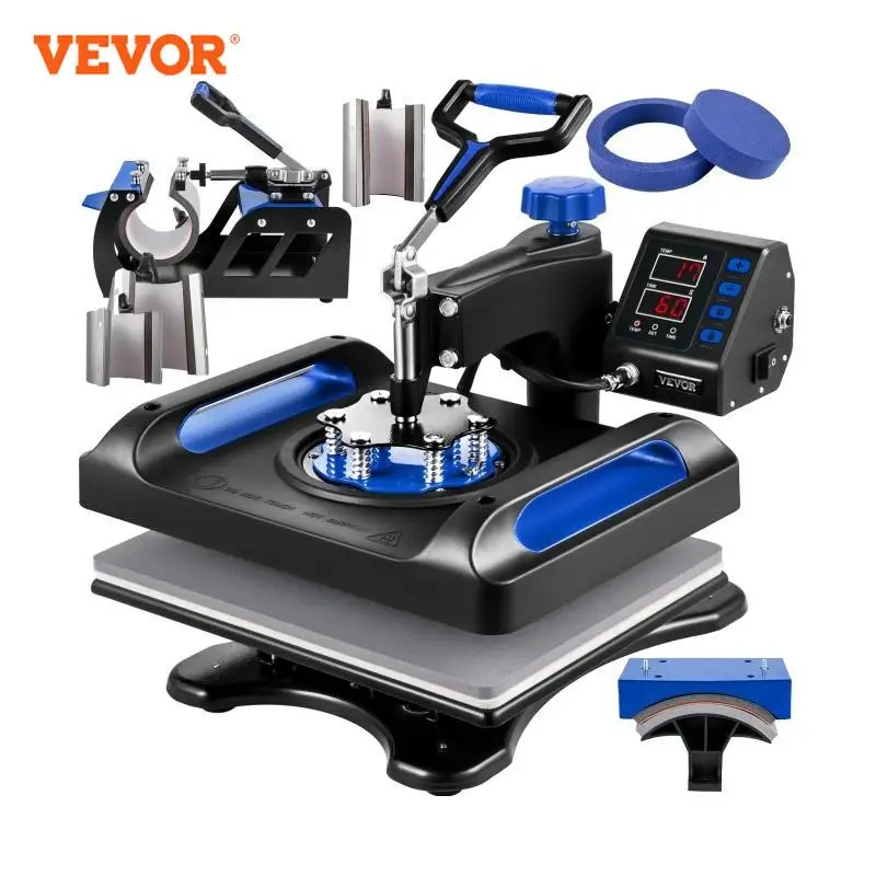 

VEVOR 30*38CM 8 in 1 Combo Upgrade Heat Press Machine 360° Rotation Sublimation Printer Cap Shirt Mug Plate 2D Heat Transfer