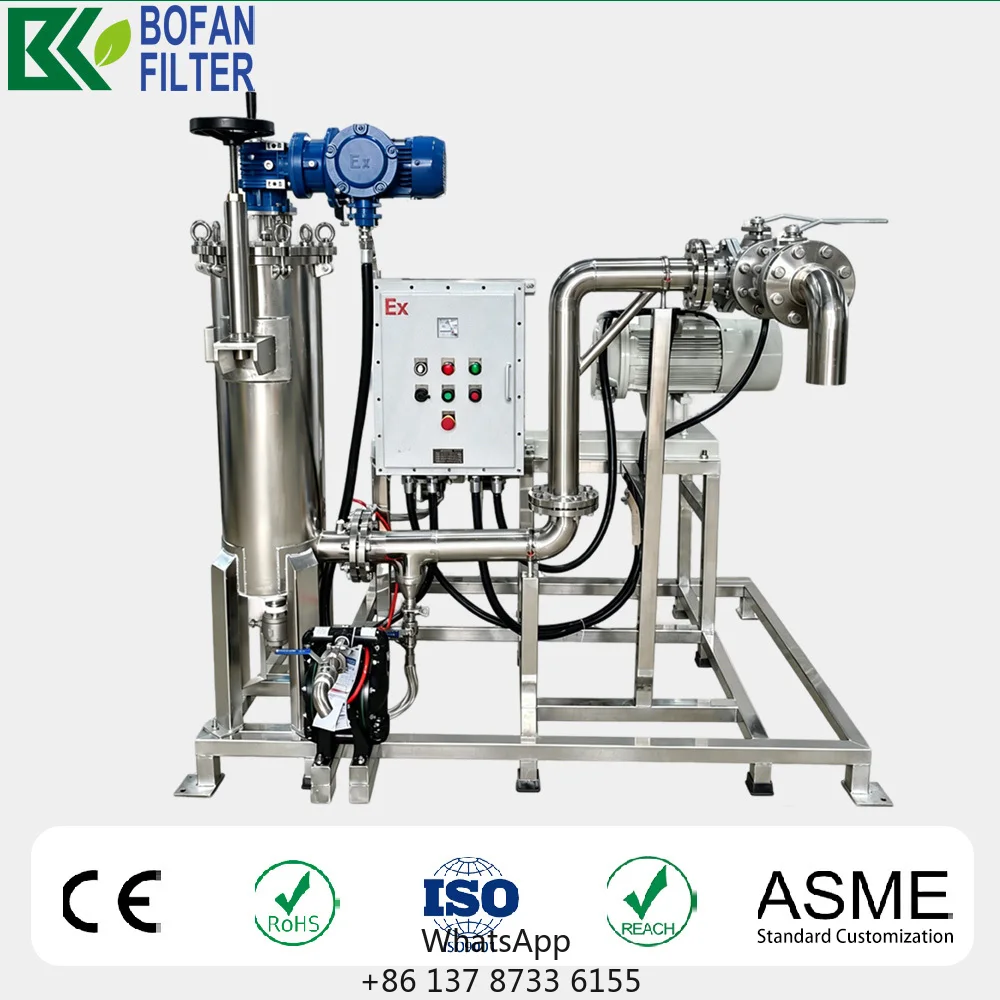 Industrial Mobile Internal Scraper Filter Housing With Self Cleaning System And Diaphragm Pump For Continuous Filtration