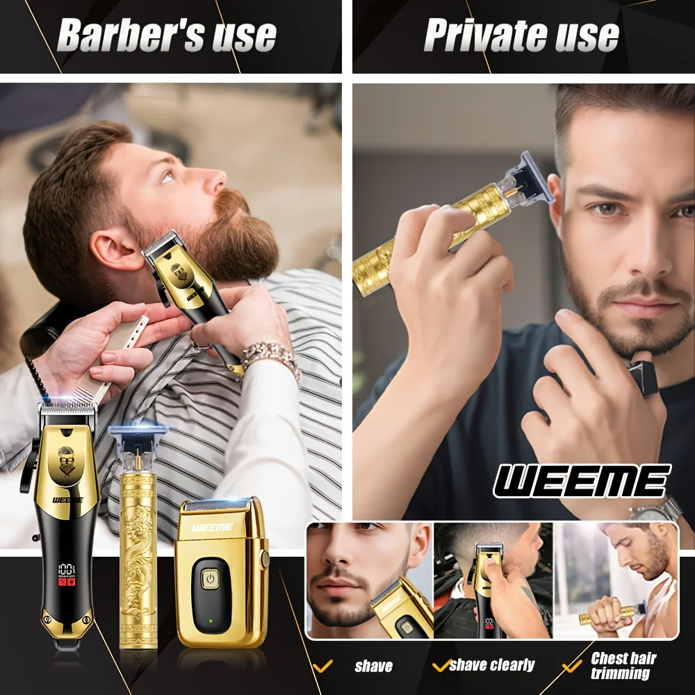 3pcs Men's Electric Hair Clipper Set Home Electric Hair Clipper Set for Home Car Travel, Father's Day Gift