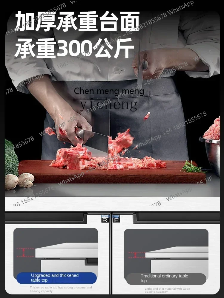 New arrive Refrigerated Table Commercial Fresh-Keeping Frozen Double Temperature Flat Cold Freezer Stainless Steel Horizontal