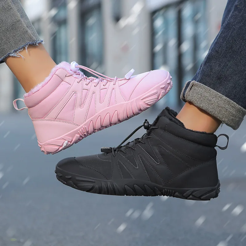 Five-finger men's and women's couples snow boots piled and thickened cotton shoes waterproof and non-slip mountaineering shoes