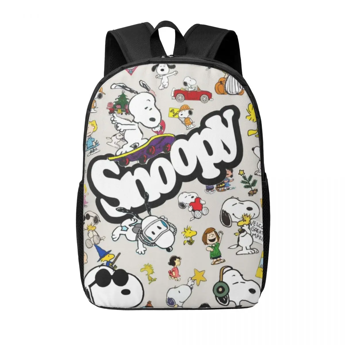 Mochila de estudante simples Snoopy de 17 polegadas – Bolsa escolar leve e espaçosa para meninos e meninas