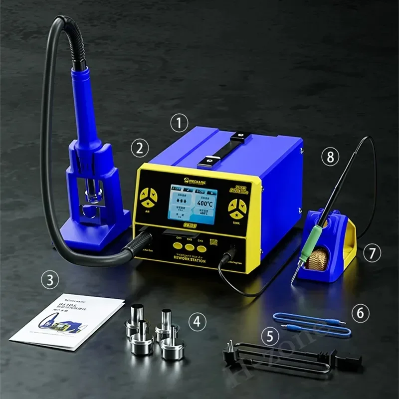 2 in 1 Dual Welding Station Induction Dormant Wind Gun 1000W MECHANIC 861DS Electric Soldering BGA Rework Repair Station Tool