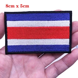 Costa Rica Flag Patches Armband Embroidered Patch Hook & Loop Iron On Embroidery  Badge Military Stripe