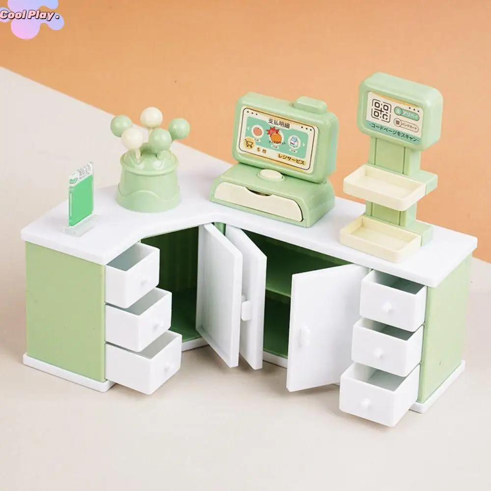 

Cash Register Dollhouse Miniature Cashier Checkout Lollipop Snack Rack Mini Cashier Counter Toys Simulation Reusable