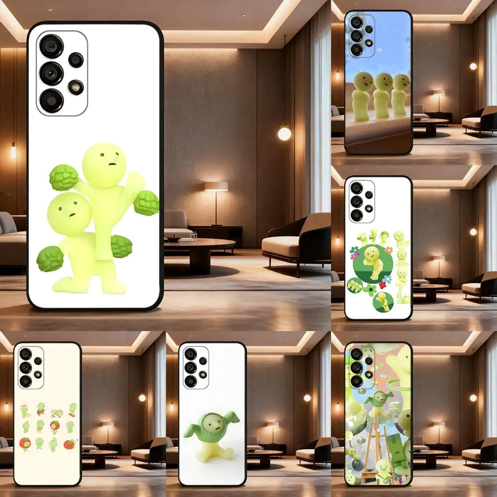 

Greenaesthetic S-Smiski Phone Case For Samsung Galaxy A73,31,32,72,41,53,52,71,22,5G,Note,J7,8,9 Soft Black Cover