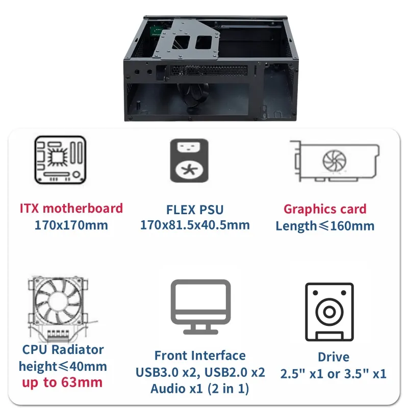 A09S 4.2L ITX Chassis A4 HTPC Portable Computer PC Support PCIe 2.5' SSD Drive Mini IPC Flex PSU Case