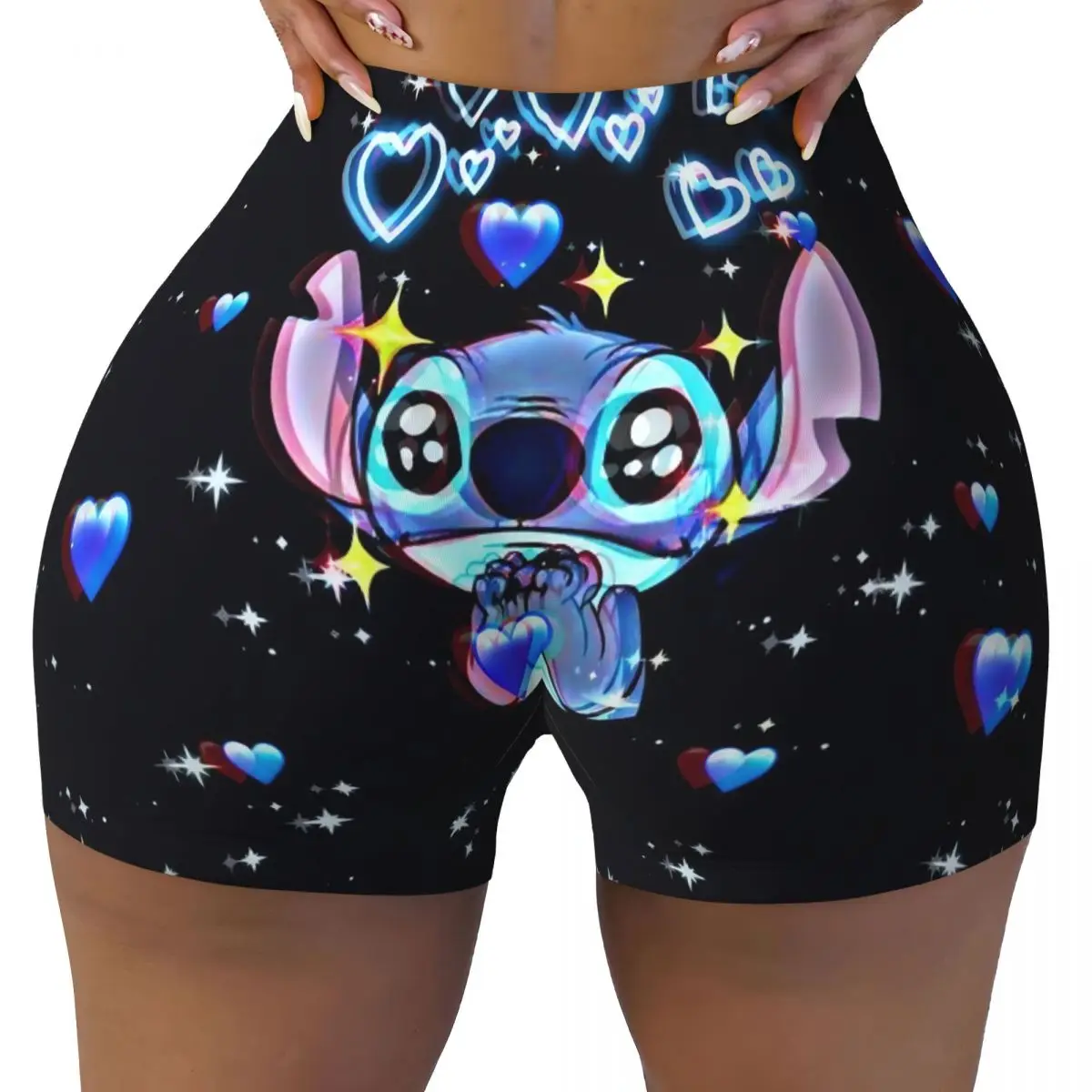 

Woman Workout Yoga Tight Shorts Butterfly Lilo And Stitch Quick Dried Shorts Cartoon Volleyball Biker Gym Pants