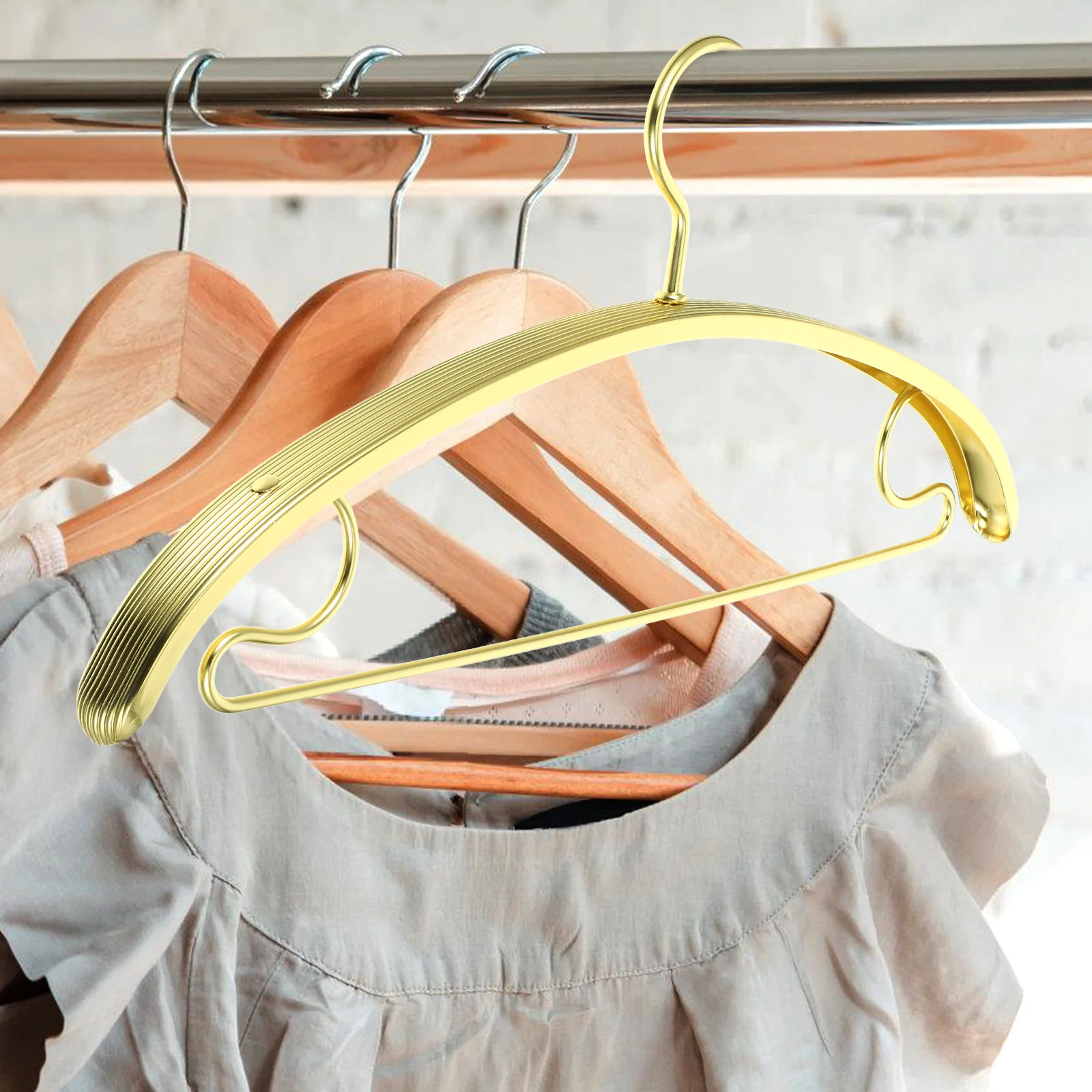 

5pcs Non-slip Hanger Aluminum Drying Rack Clothes Wardrobe Pant Pants Hangers For Hanging Pants Scarf Coat Space Saving Storage