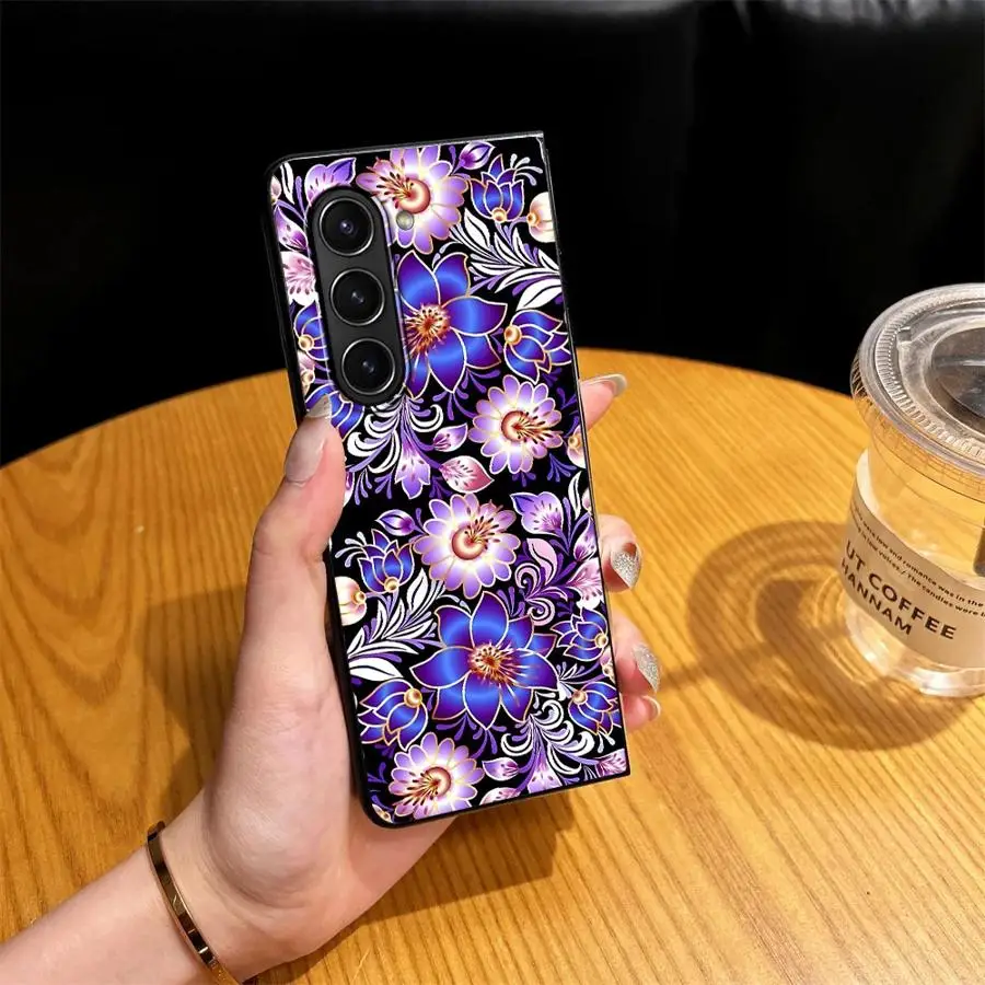 Creative Art Flowers Case for Samsung Galaxy Z Fold 8 Ultra ZFold5 ZFold7 ZFold6 ZFold3 ZFold4 Z Fold 7 6 5 4 3 Phone Cover