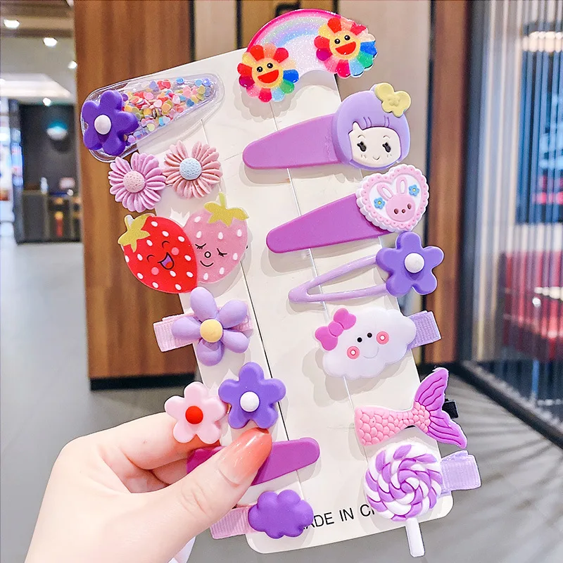 2023 new fashion children\'s silicone hairpin hairpin new Bao Bao cute broken hair clip everything princess rainbow flower headdr