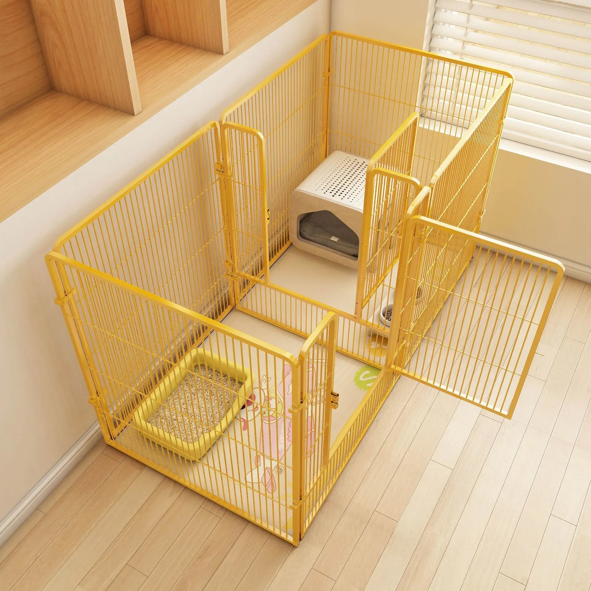Dog playpen - indoor use, medium to large breed, with isolation gate, customizable configuration