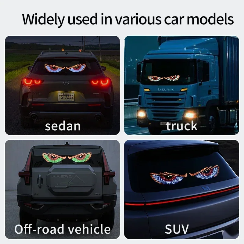 LED Eyes Light Devil‘s Eyes Vehicle Signal Lights USB Plug-in Matrix Panel Warning Strobe Lamp Auto Windshield Accessories Decor