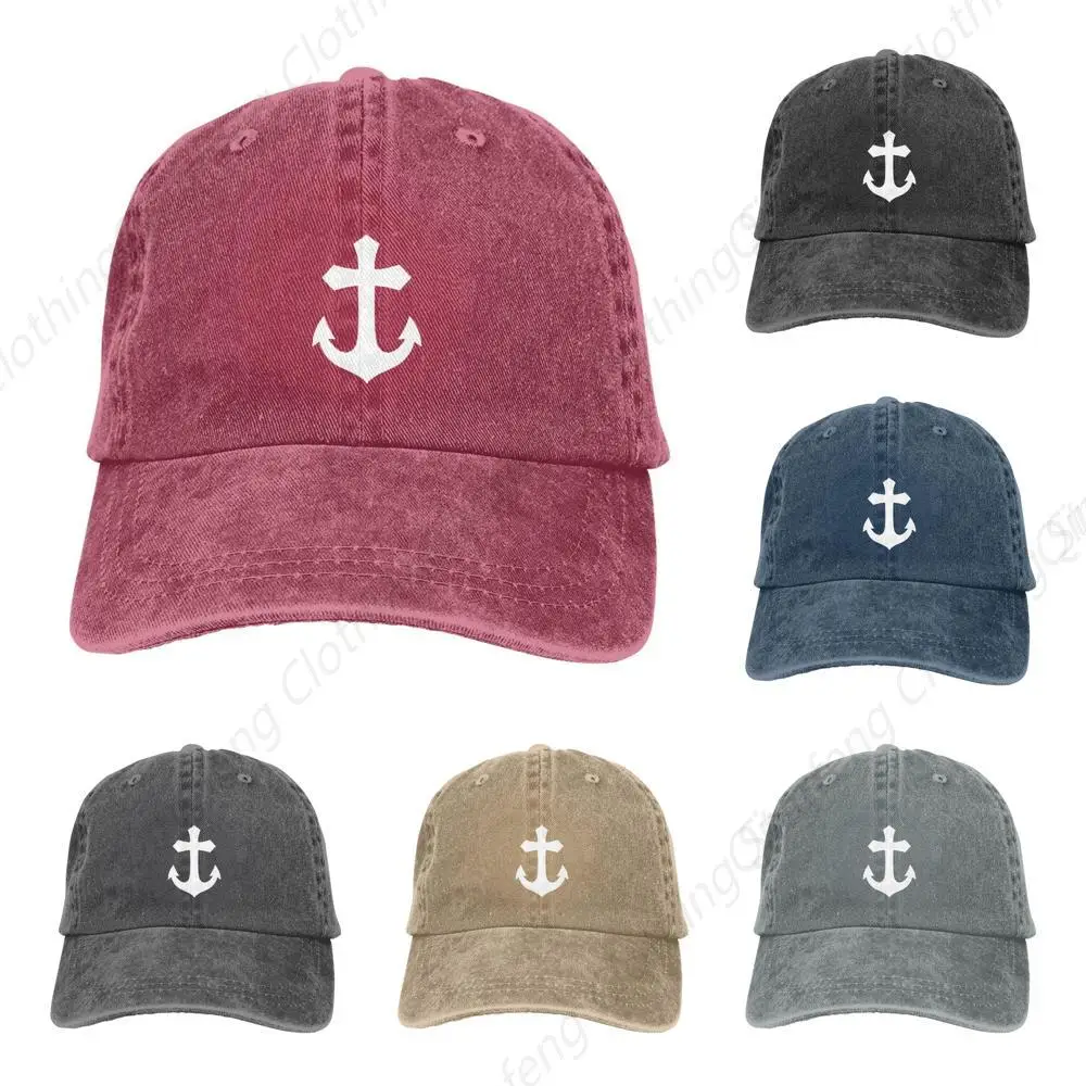 

Sailor Anchor Hat Funny Distressed Denim Baseball Cap Vintage Trucker Hats Men Women