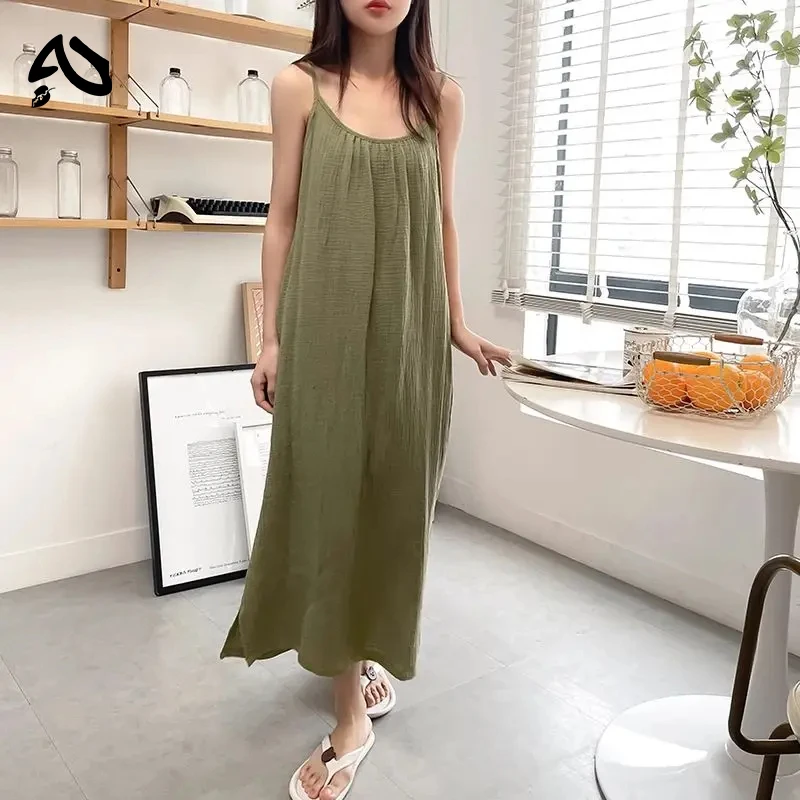 

Women's 100% Cotton Muslin Dress Summer Casual Maxi Dress For Women