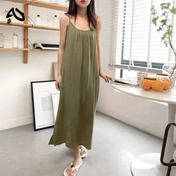 Women's 100% Cotton Muslin Dress Summer Casual Maxi Dress For Women