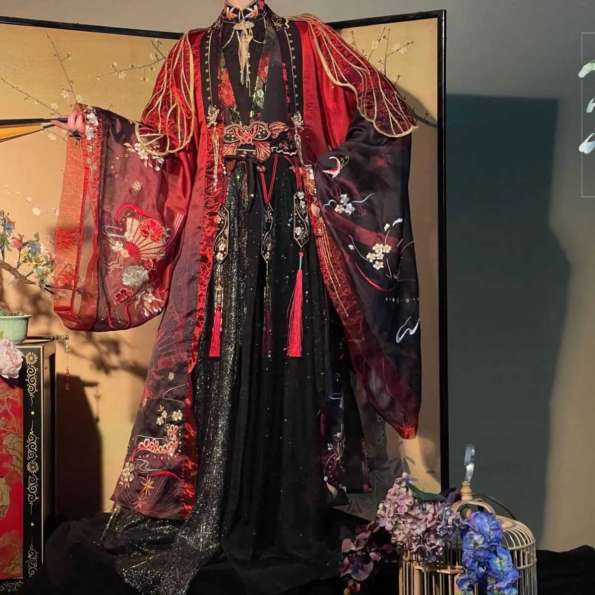 Tian Guan Ci Fu Xie Cosplay Fato, Hua Cheng Cos, Conjunto Completo Vestido, Série de TV Chinesa, TGCF