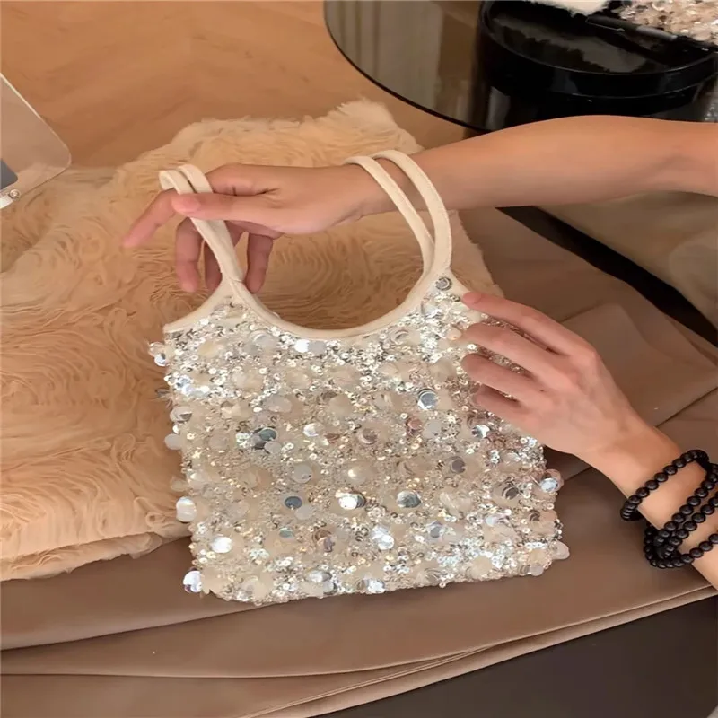 Aliunique Luxury Designer Women Silver Sequins Handbag Evening Clutch Bag Shining Party Wedding Purse Fashion Evening Bag