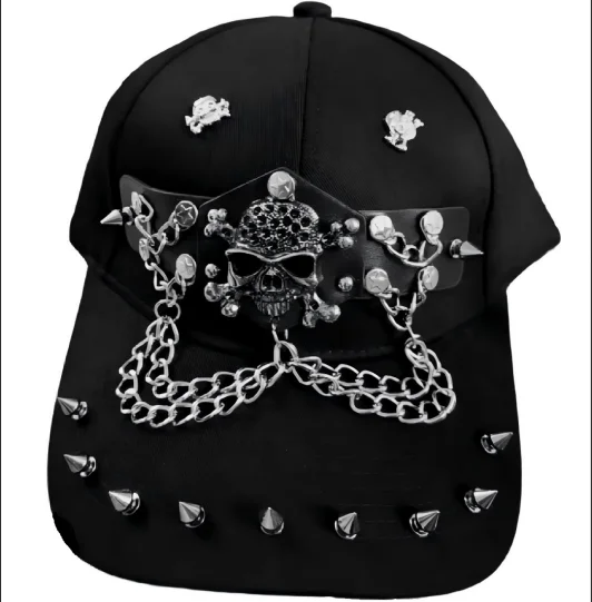 Punk Style Night Club Cap Unisex Fashion Streetwear Bucket Hat Adjustable Size for Men And Women