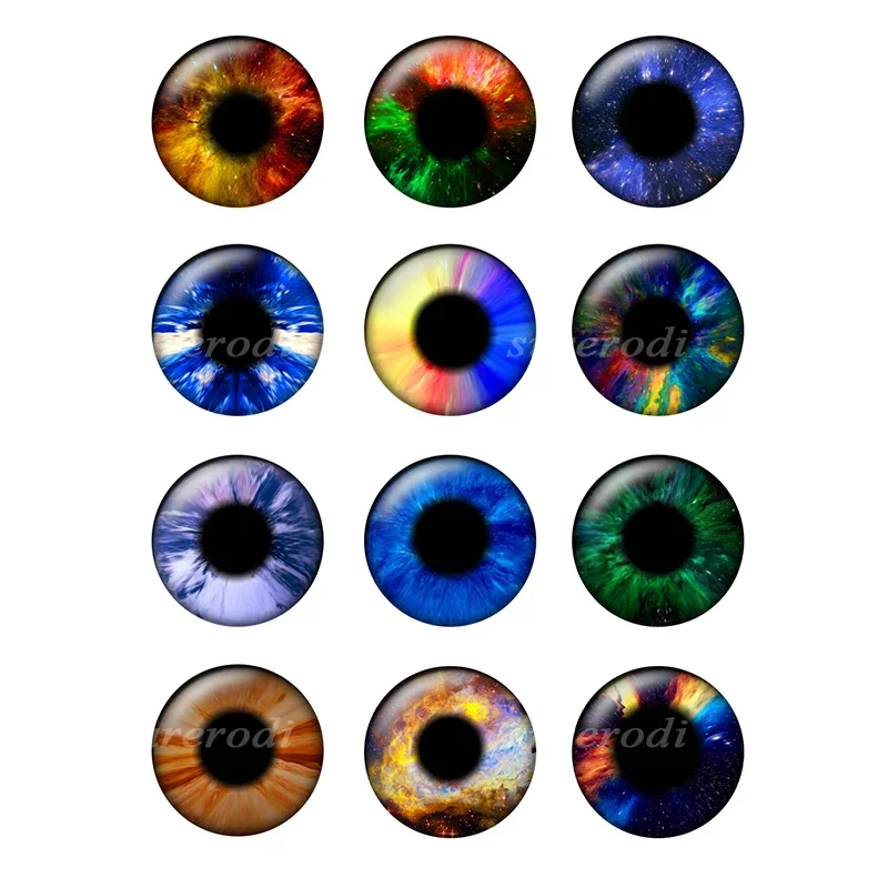 12 Pairs/bag Doll Eyes Photo Glass Cabochon 14mm Thin Diy Jewelry Components for Crafts Making BH165