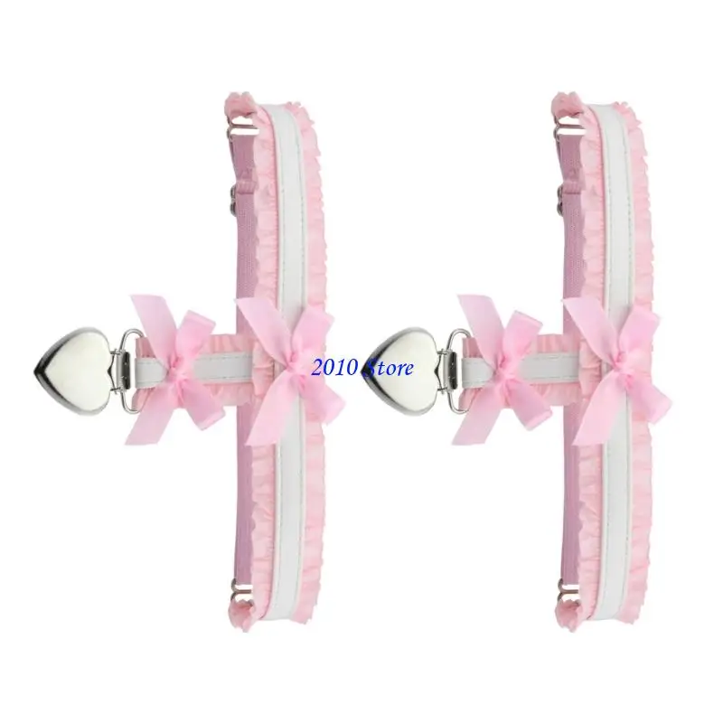 F3MF Punk Coxa Liga Cinto Elegante Renda Guarnição Bowknot Suspensório Cinto Para Mulheres Adolescentes