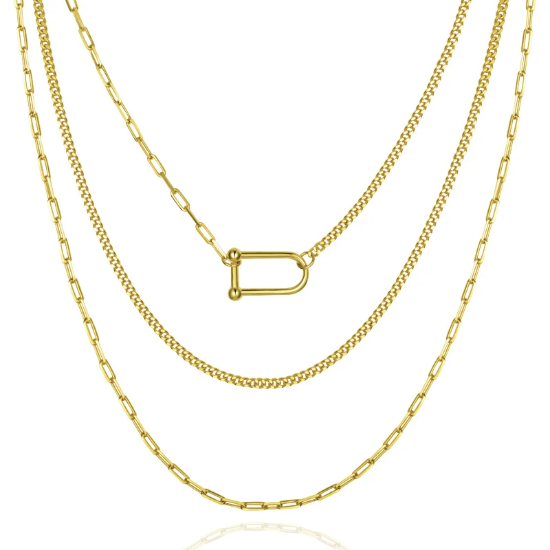 Joyeria Cenci Drielaagse Ketting Mode Sieraden Kettingen Hiphop 18K Gouden Sieraden 925 Zilveren Sieraden Ketting Met Karabijnhaak