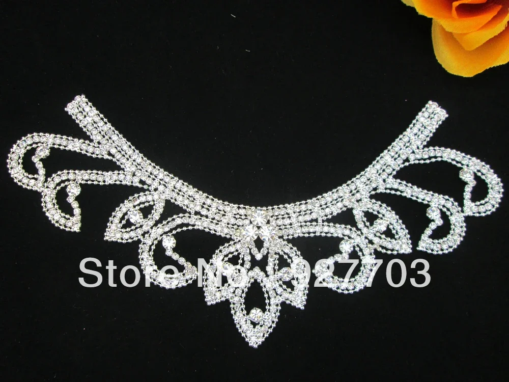 1pcs Beautiful Clear Crystal Rhinestone Silver Applique Motif Bridal Costume Craft