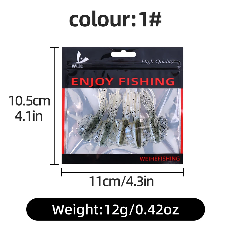 WEIHE 5-teiliges Set Tintenfisch-Köder Mehrfarbige Kleine Tintenfisch- und Oktopus-Köder zum Angeln Sortierte Bunte Achtarmige Tintenfischköder – Detail 9