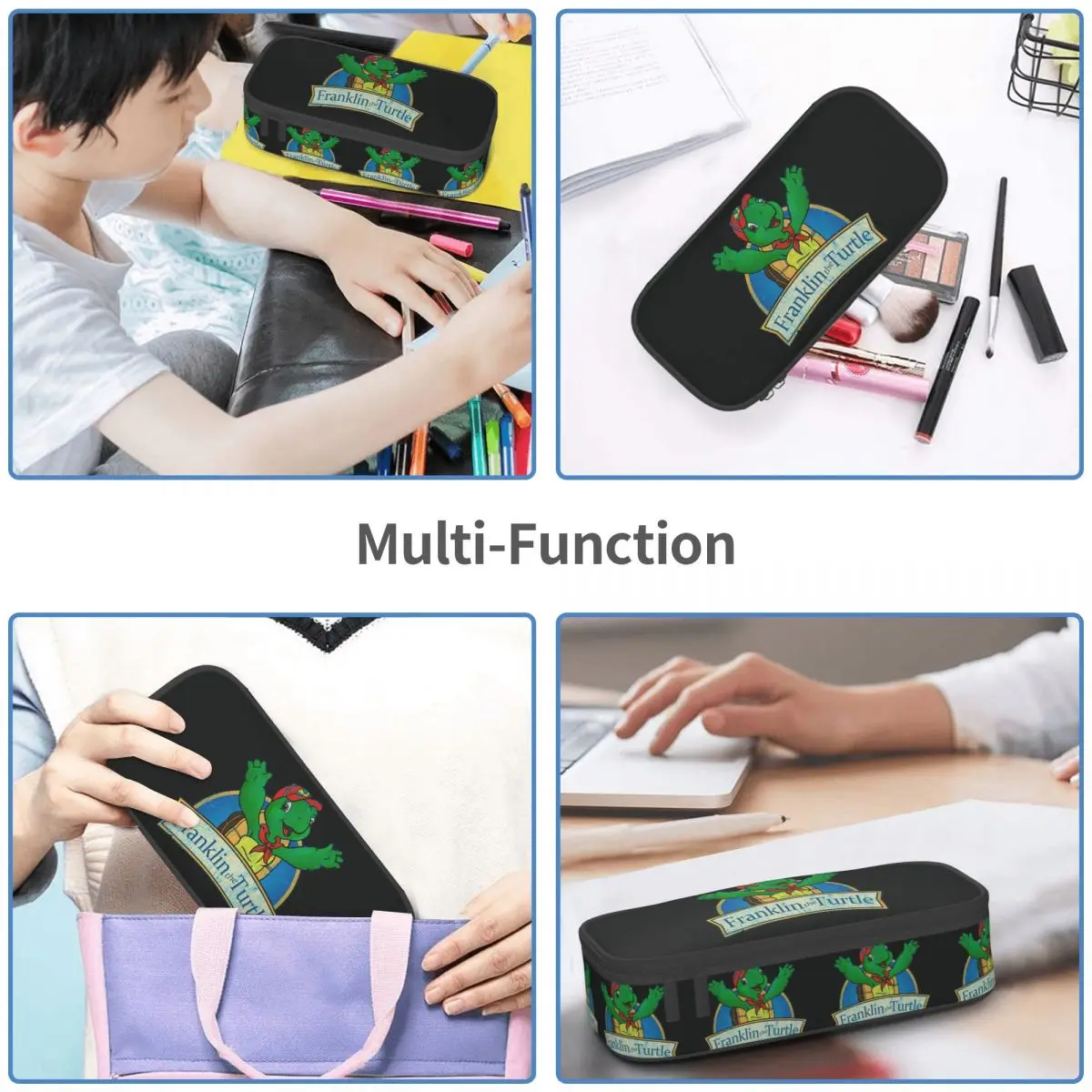 Vintage Franklin The Turtle Pencil Case for Studen School Pen Box Pencil Bag Stationery Supplies Pen Holder Bag