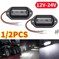 Car License Number Plate Lights Waterproof 12-24V Universal Truck RV Trailer Tail License Plate White  6 LED Side Lamp Bulbs