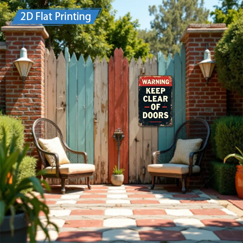 [2D FLAT] علامة معدنية مكونة من قطعة واحدة، علامة تحذير ريفية مقاس 8 × 12 بوصة تحافظ على شفافة من الأبواب فنًا معدنيًا