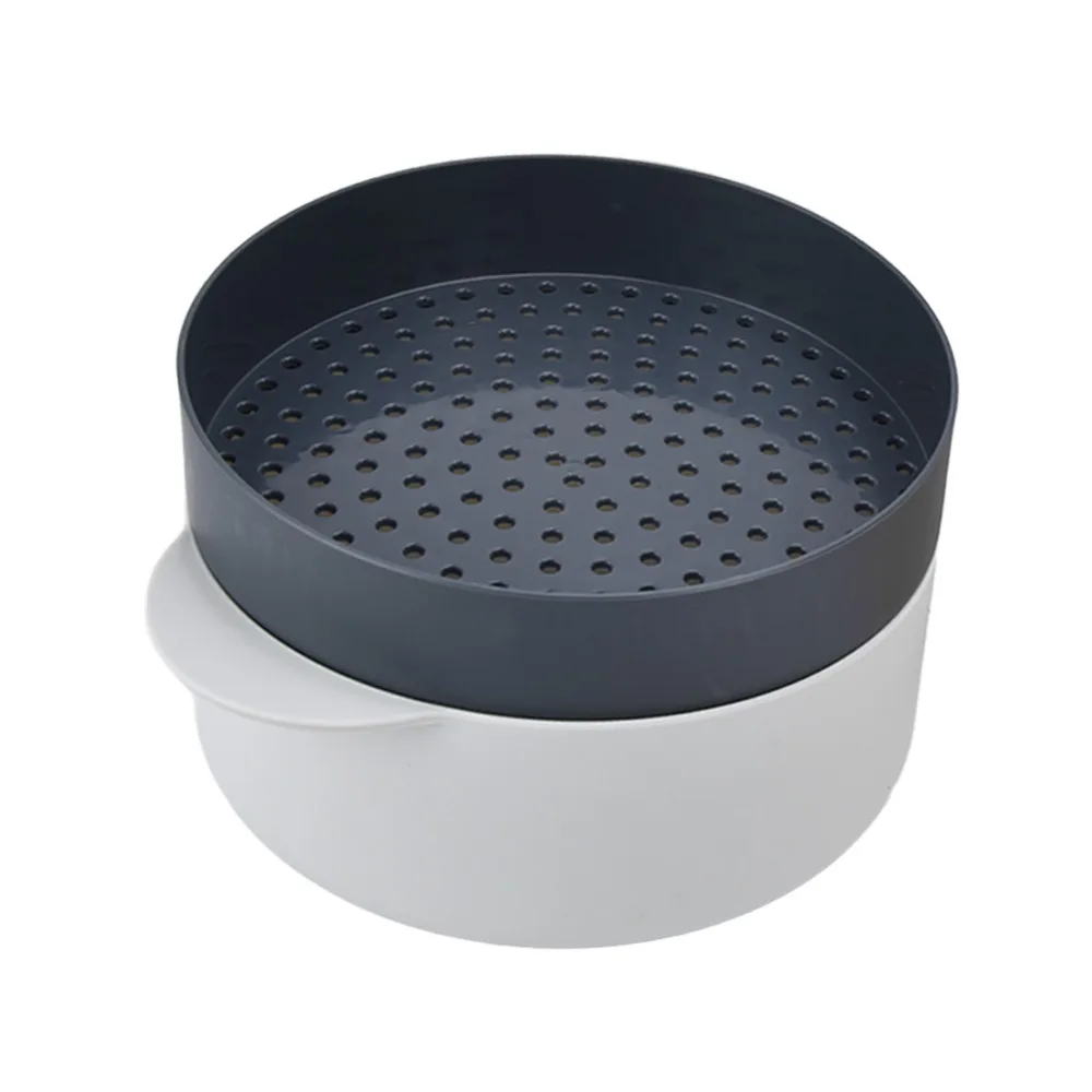 2L Capacity Microwave Vegetables Cooker Prevent Burns Handle Multi Layer Stackable Microwave Steaming Container White PP