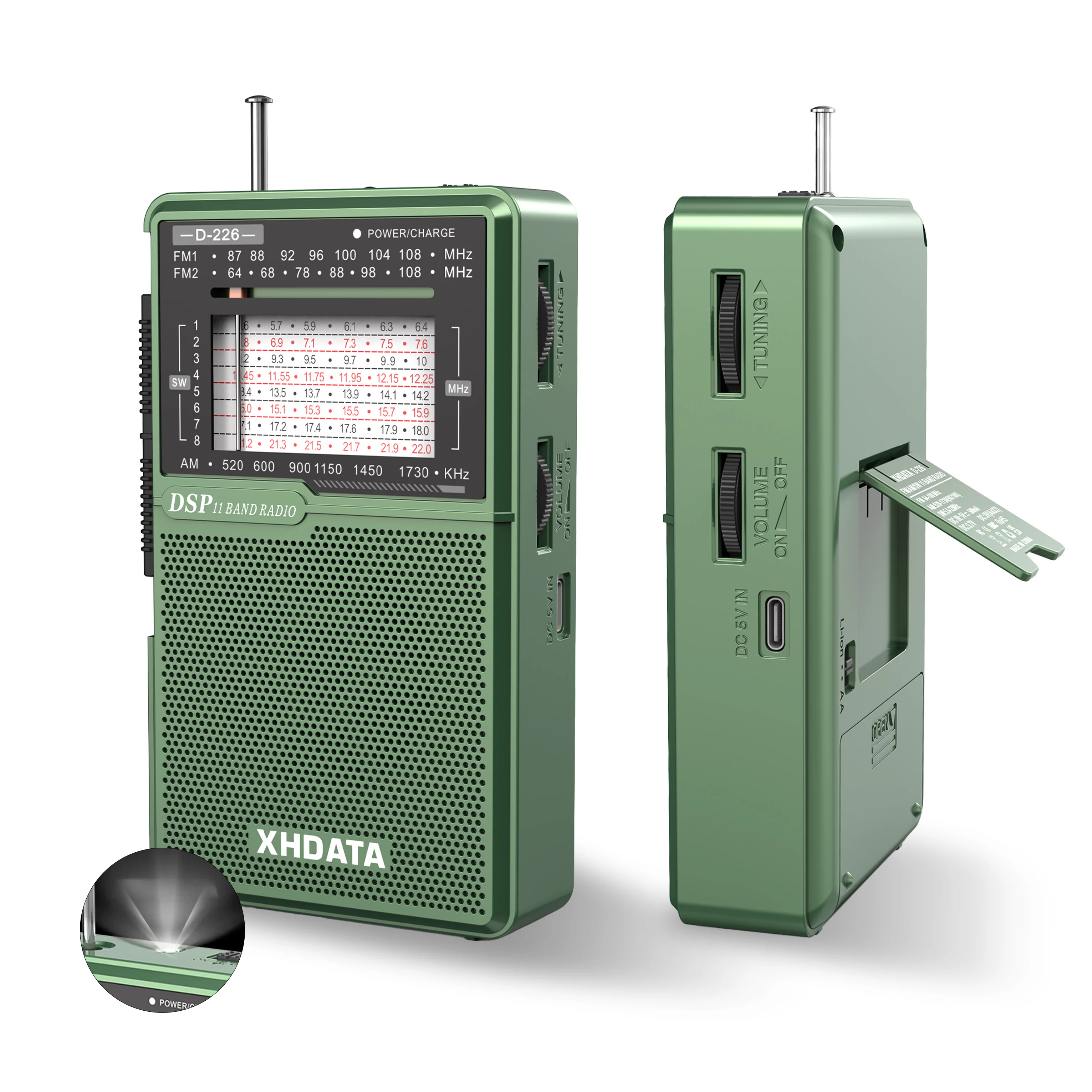 XHDATA D226 Portable DSP Radio AM FM SW Worldwide Receiver USB-C Rechargeable...