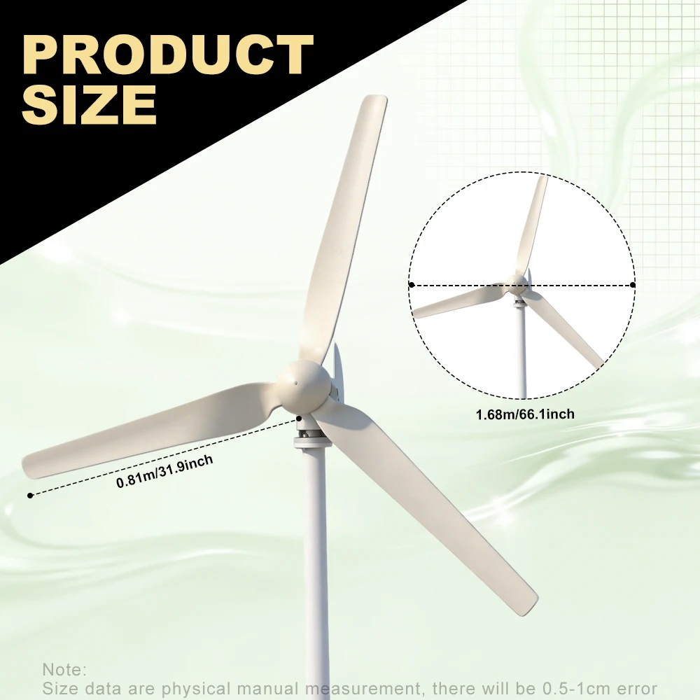 2000W 2KW Horizontal Axis Wind Turbine 12V 24V 48V Wind Generator CE Certified Free Energy Low Speed Start Off Grid for Home Use