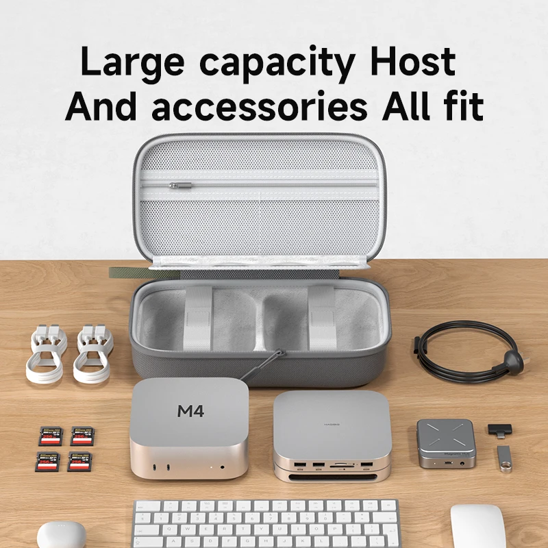 حقيبة سفر منظم إلكتروني من Hagibis لجهاز Mac mini M4/M4 Pro 2024 حقيبة حمل محمولة لشاحن الكابل وبنك الطاقة والماوس
