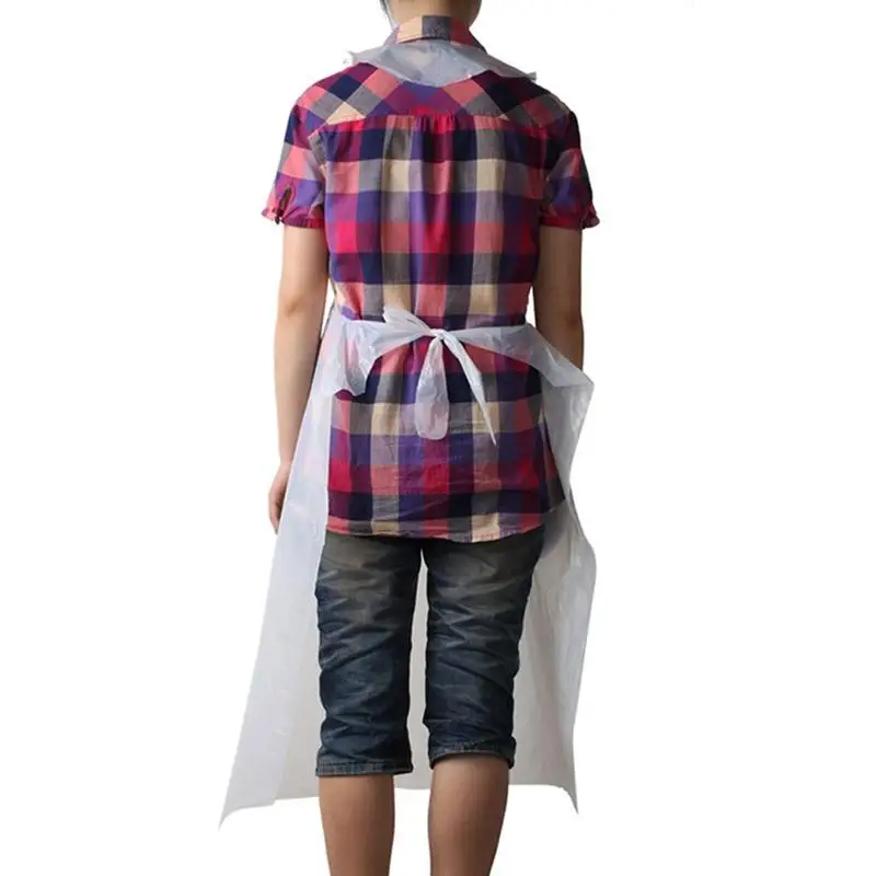 100PCS Disposable Kitchen Aprons Plastic Waterproof Apron Individually Packing Gowns For Men Women Kitchen Protection Accessory