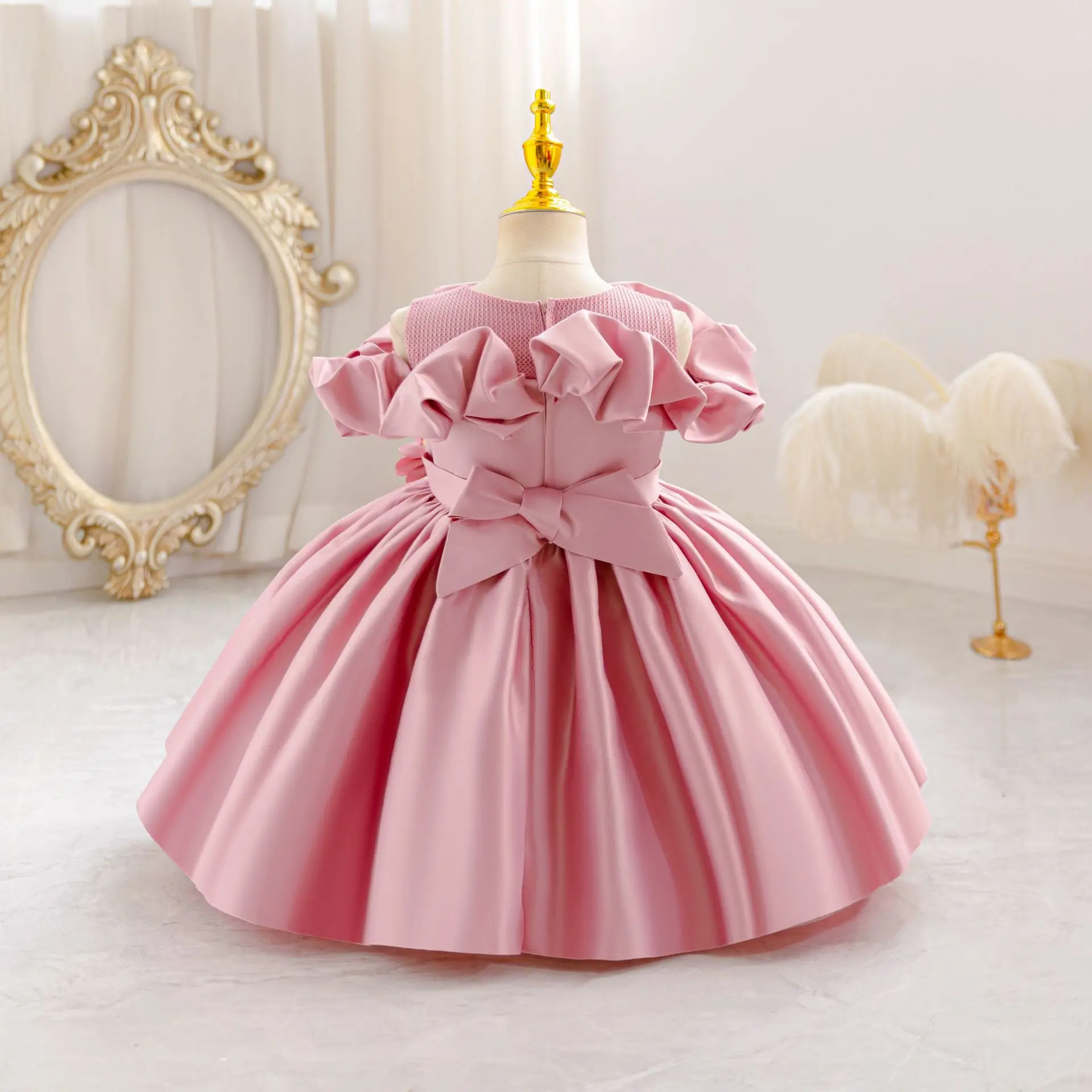 HETISO Satin Sequined Princess Ball Gown Party Dress for Baby Girls New Design Luxury Clothes Toddler Kids 1-4 Years