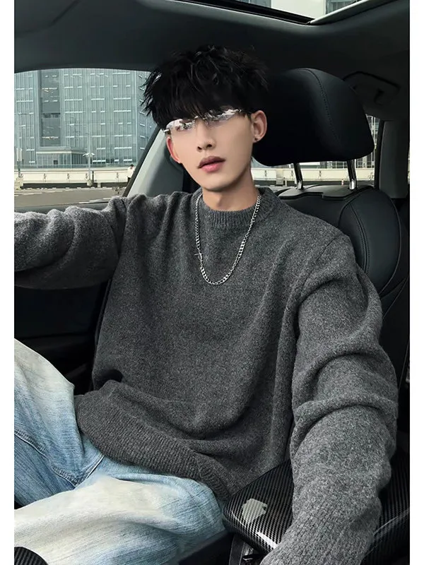 

Невобычный универсальный круглый трикотаж, удобный свитер базового слоя, гонконгский топ для пары, повседневная одежда