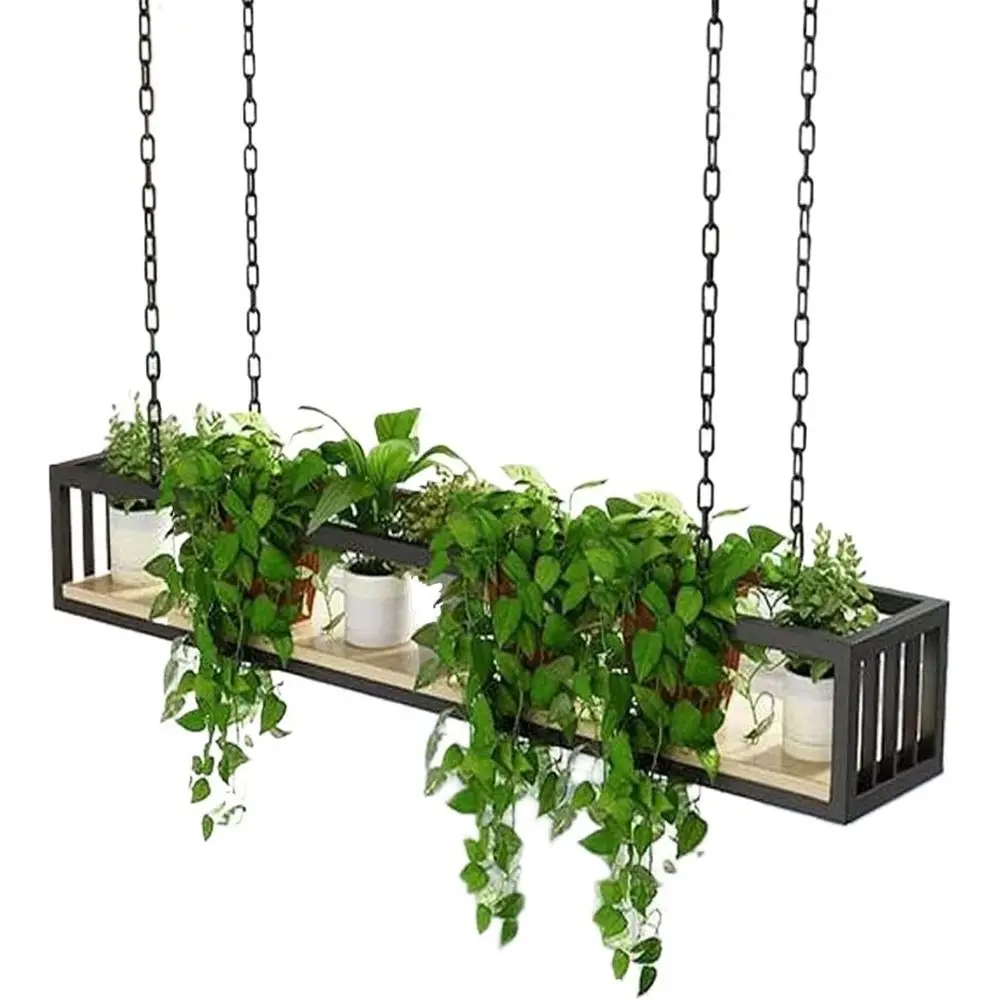 

Настенная полка для растений и держатель для бокалов, идеально подходит для домашнего декора (140x25x15 см)