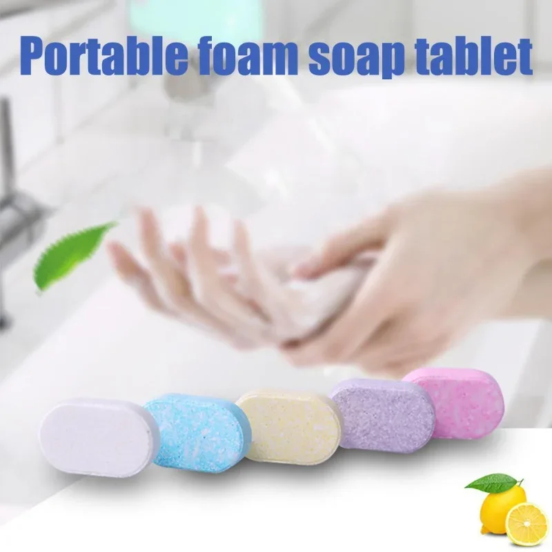 1-10pcs Dispenser Portable Foam Soap Hand Sheets Sanitizer Bubbler Portable Quick Melt Effervescent Hands Sanitizer Soap Tablets