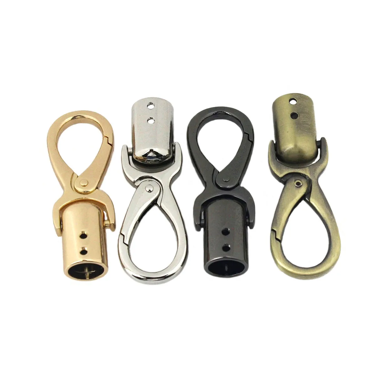 1pcs Metal Chain Leather Cord Crimps End Tip Caps Connectors Snap Hook Trigger Clasps Clips for Leather Craft Bag Strap Belt