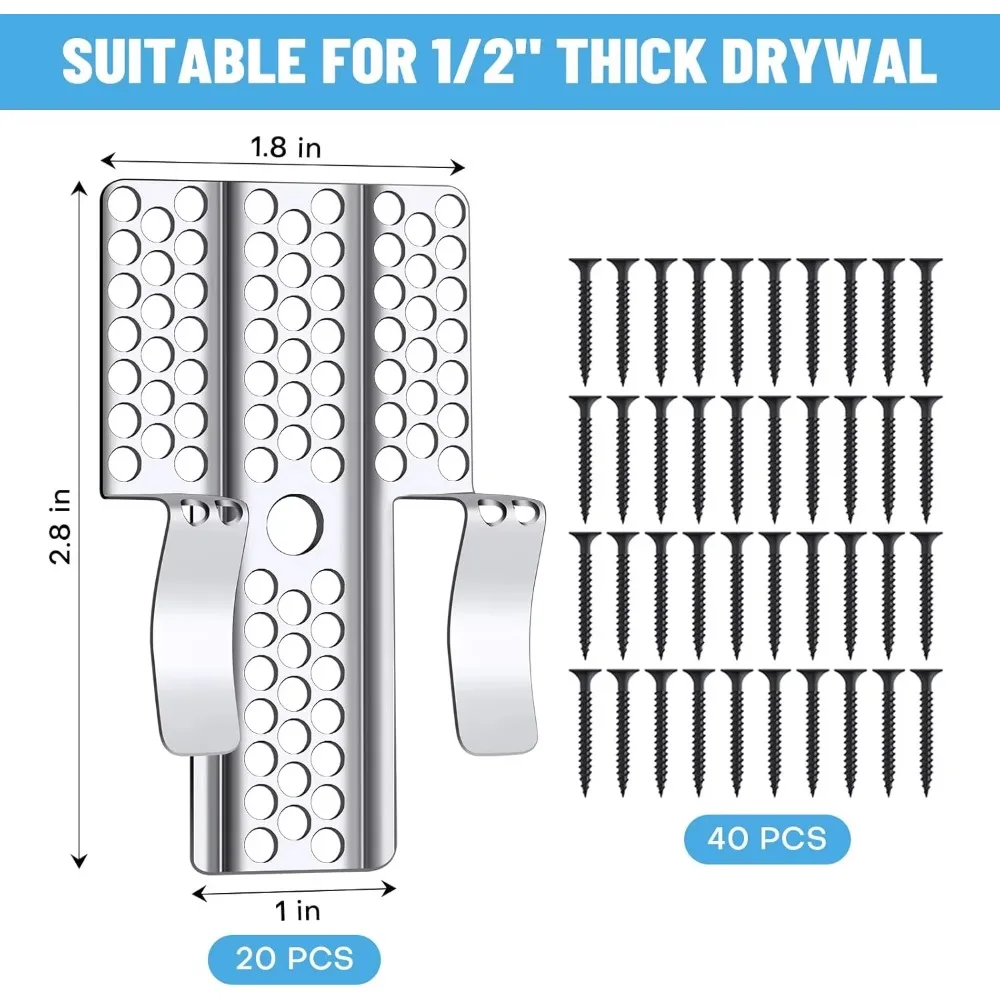 Drywall Repair Clips Wall Patch Kit with Screws for 1/2 Inch Sheetrock Professional Drywall Hole Repair Solution for DIY Repair