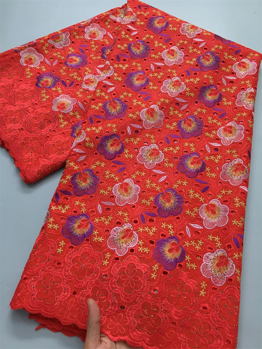 

Cotton African Lace Fabric dubai with Stones Nigerian Lace Embroidery Fabric Wedding Dresses For Women High Quality,2.5yards4171