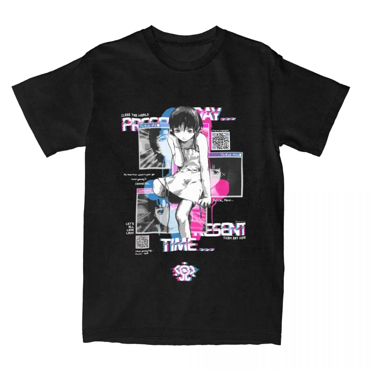 Men Women's Serial Experiments Lain 90s Sci Fi Anime T Shirt Pure Cotton Clothes Vintage Short Sleeve O Neck Tees Party T-Shirt