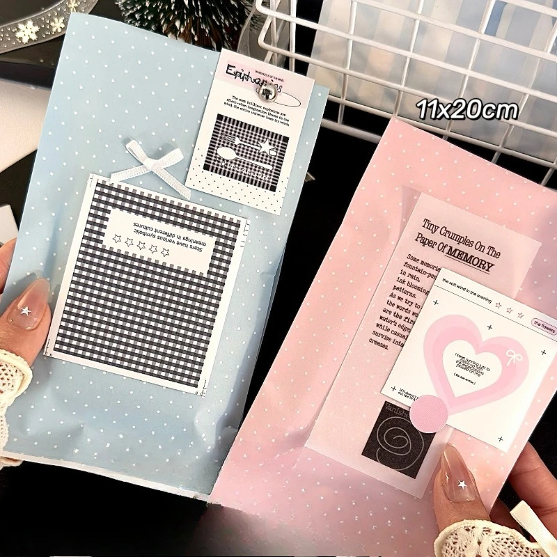 10pcs/set Korean Instagram Aesthetic Polka Dot Kraft Kpop Photocard  Paper Bag Cute Gift Card Mailing Envelope for Packaging