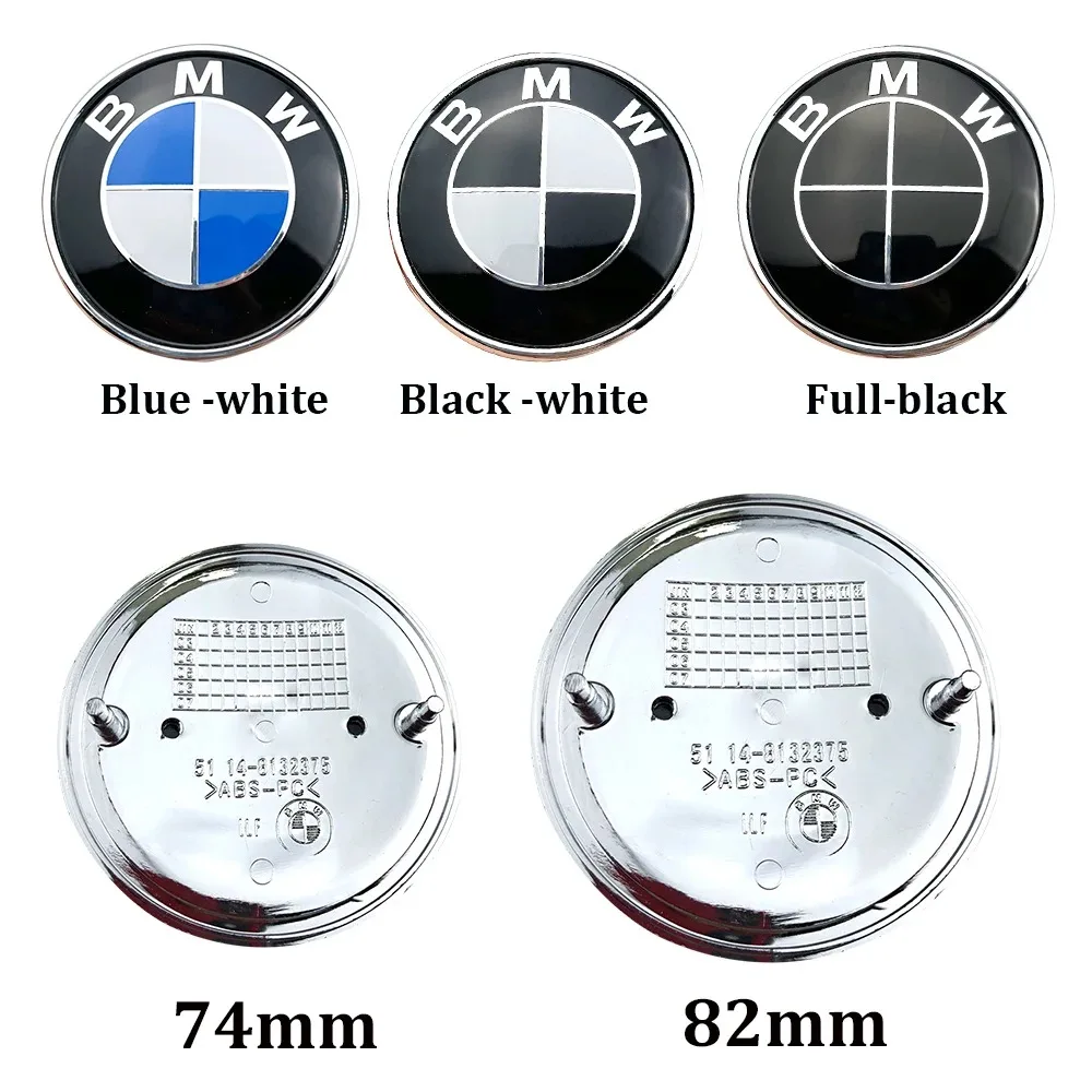 2pcs 82mm 74mm Car Front Hood Logo Badge Rear Trunk Emblem for BMW E46 E90 E39 E60 E36 E30 E61 E91 E92 E87 F10 F20 F30 X3 X5