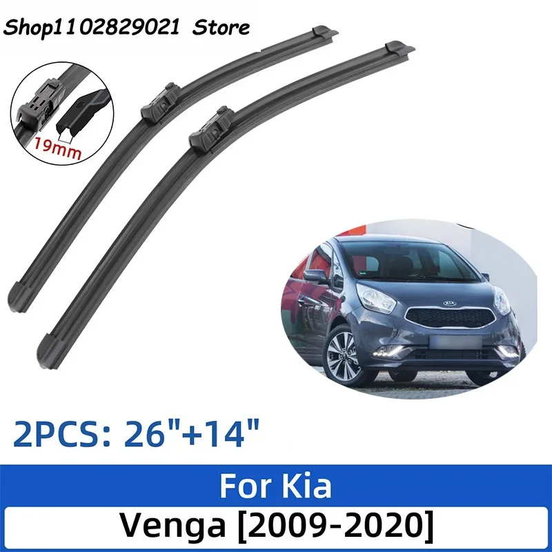 

For Kia Venga 2009-2020 26"+14"Front Rear Wiper Blades Windshield Windscreen Window Cutter Accessories 2017 2018 2019 2020